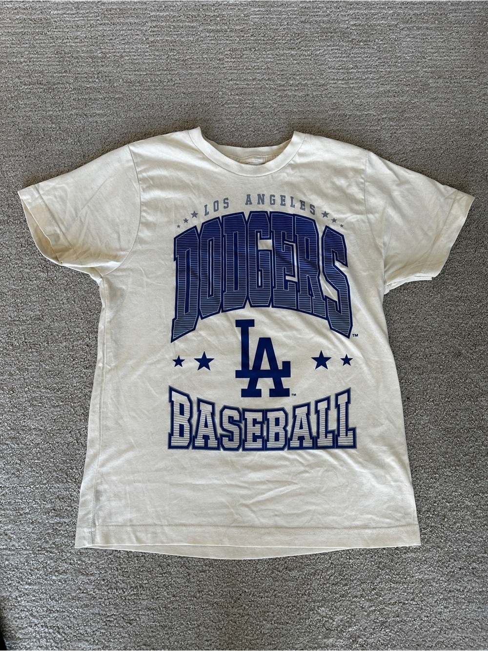 Women’s Ivory LA Dodgers Baseball T-Shirt in Size M
